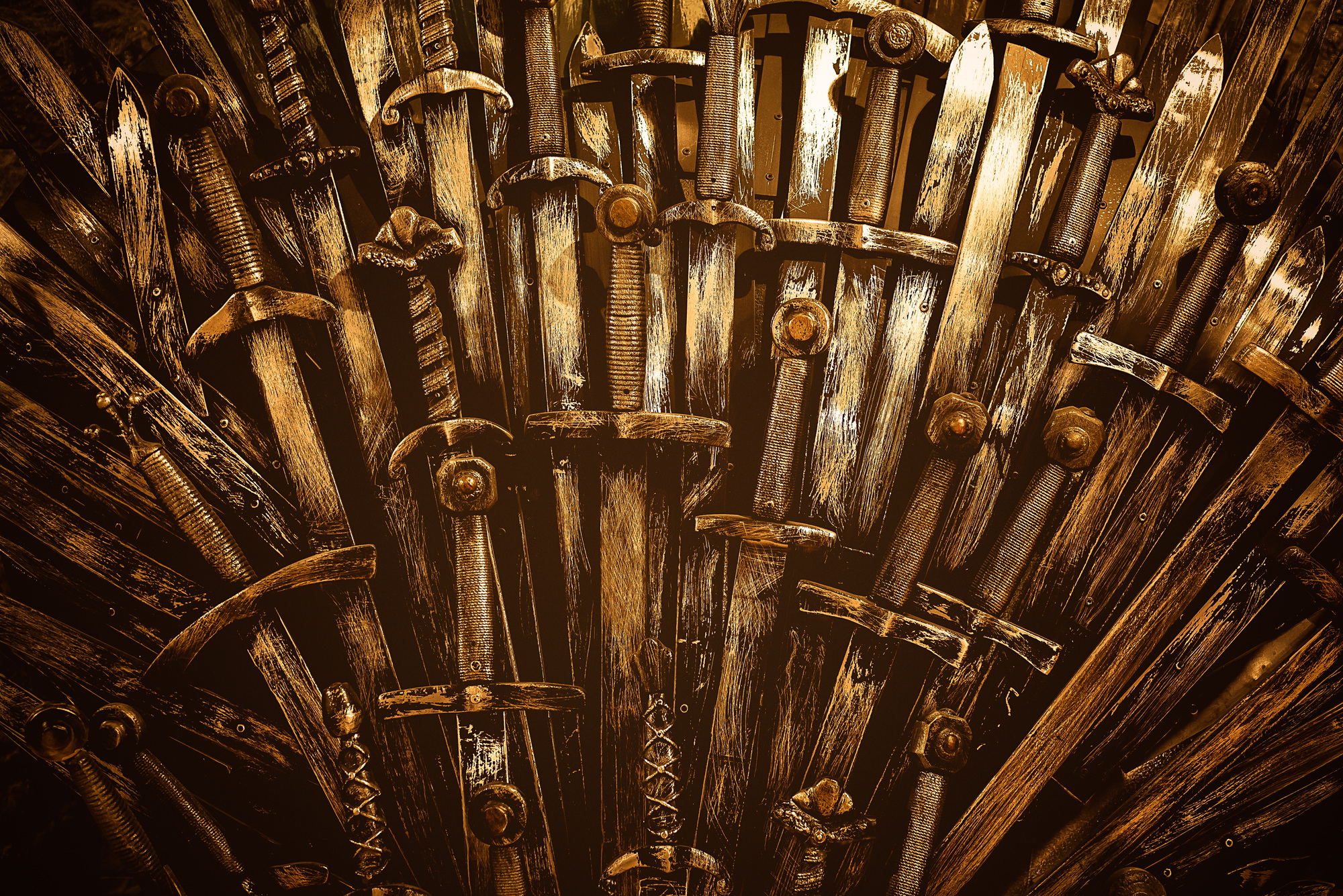 Metal knight swords background. Close up. The concept Knights.